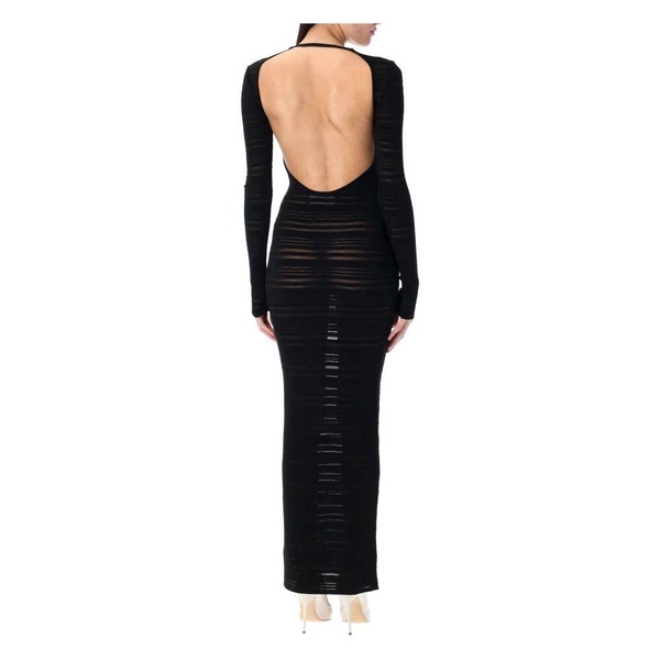 Black Sheer Knit Long Dress