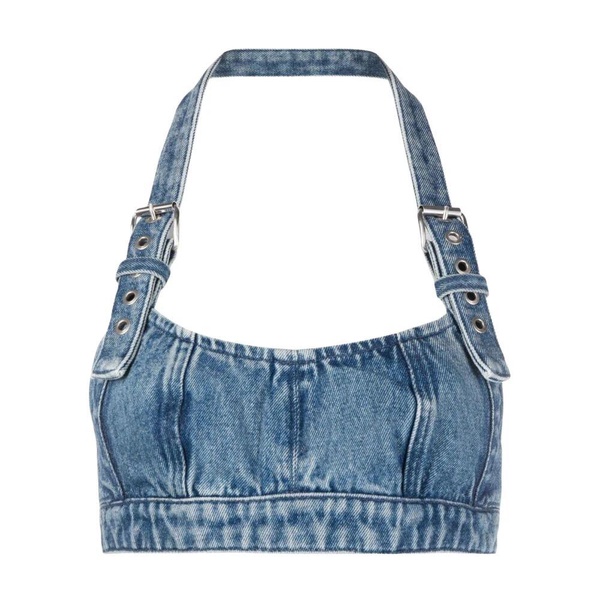 Blue Denim Buckle-Strap Bralette