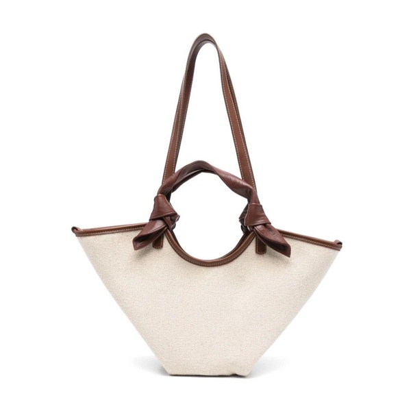 Leather Brown Bags with Tie-Top Fastening