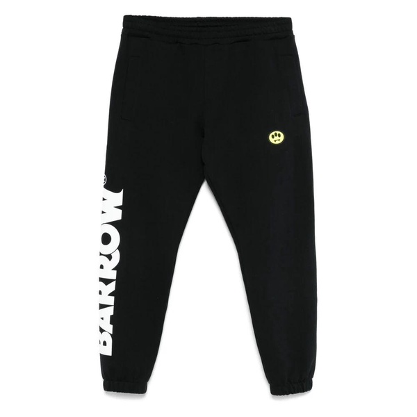 Black Cotton Tracksuit Bottoms with Side Logo