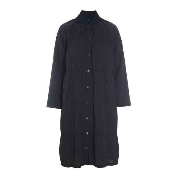 Black Seersucker Dress with Sporty Twist