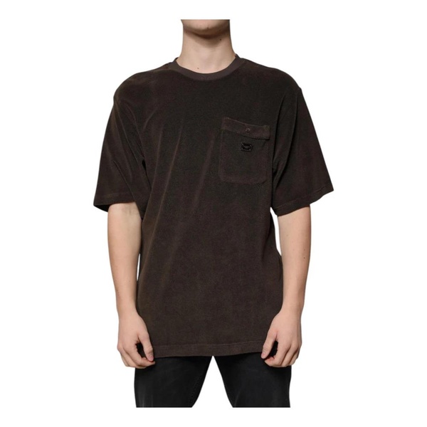 Brown Cotton Crew Neck T-shirt