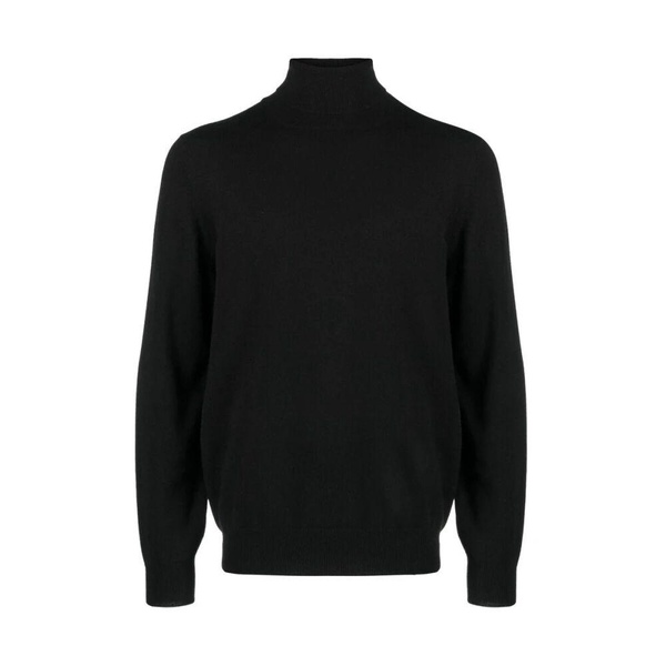 Black Cashmere Knit Roll Neck Sweater