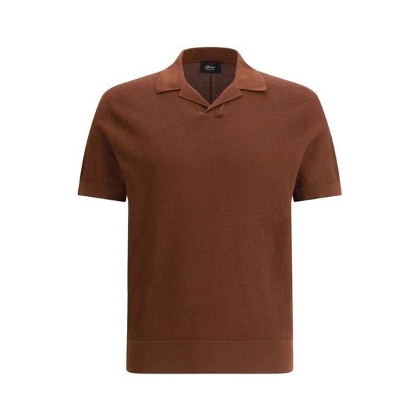 Brown Knit Polo Shirt Short Sleeve