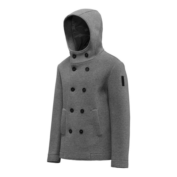 Short Double-Breasted Wool Coat with Hood