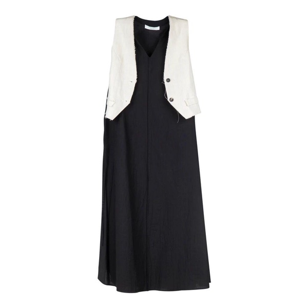 Long linen and cotton dress with vest