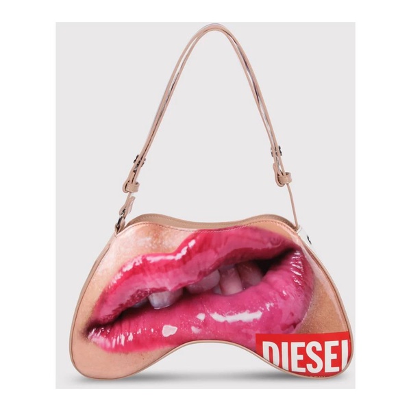Glossy Print Shoulder Bag with Logo