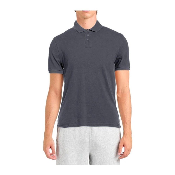 Gray Cotton Polo Shirt Short Sleeved