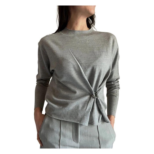 Grey Sweater with Feminine Detail
