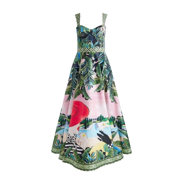 Graphic Print Balconette Style Dress