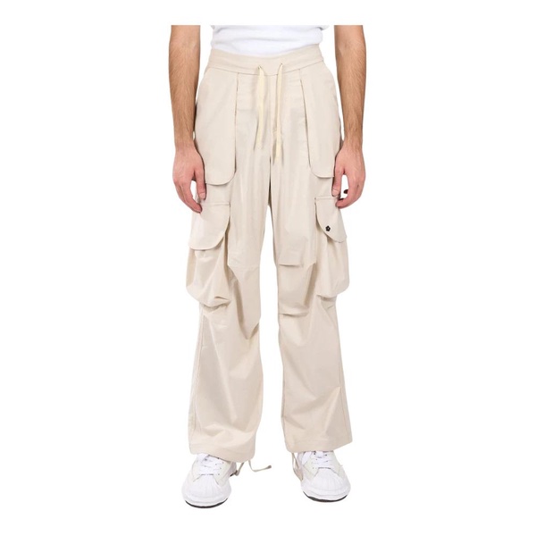 Flannel cargo pants with elastic waist