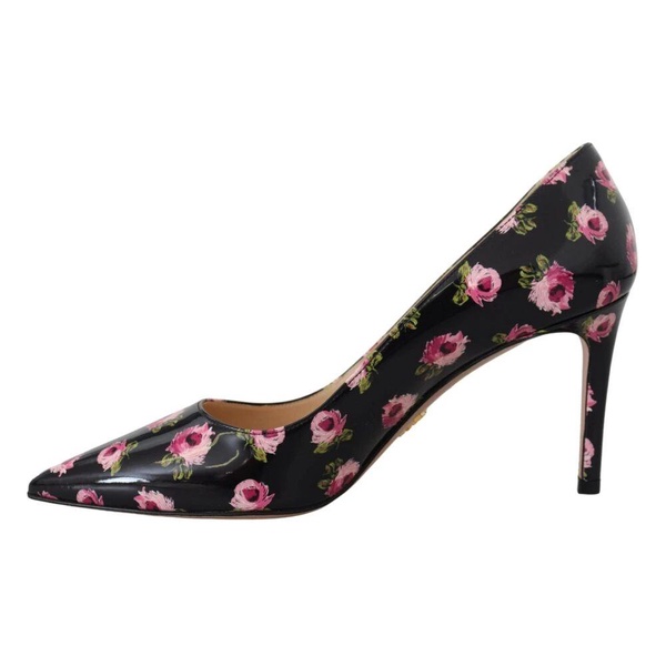 Elegant Leather Pumps with Floral Print