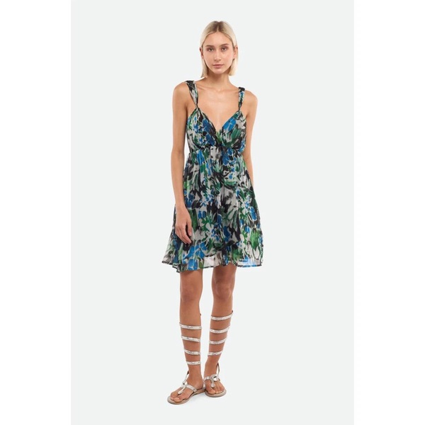 Multicolored Fantasy Dress Thin Straps V-Neck