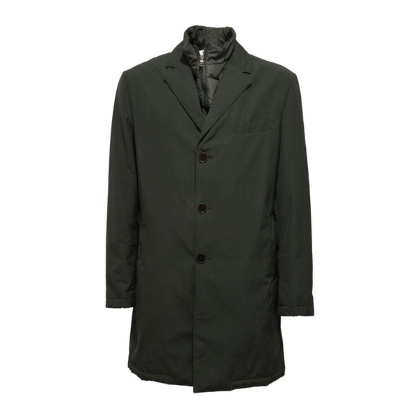 Green Trench Jacket with Removable Collar