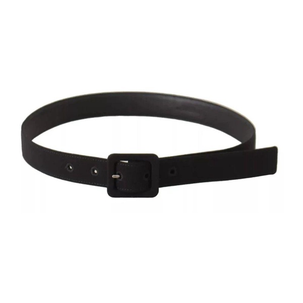 Black Leather Logo Buckle Belt