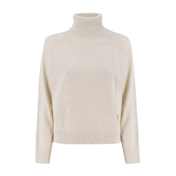 Turtleneck Jumper with Geometric Stitch Details
