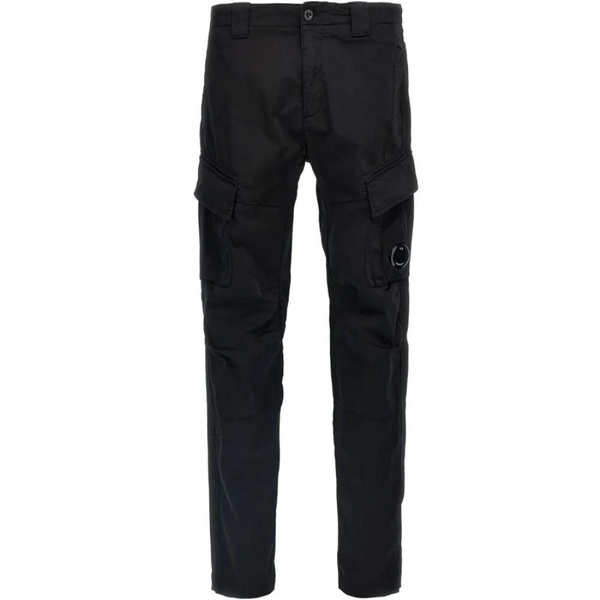 Black Cargo Trousers with Logo Patch