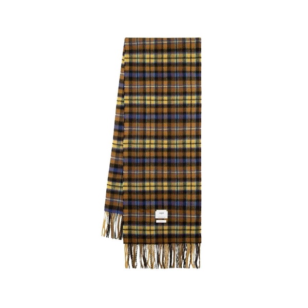 Brown Tartan Wool Scarf