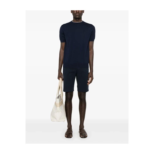 Navy Striped Fine Knit T-shirt