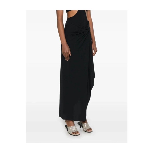 Black Side Split Knot Detail Skirt
