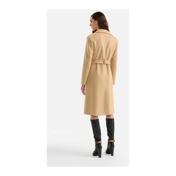 Elegant Camel Velour Long Coat