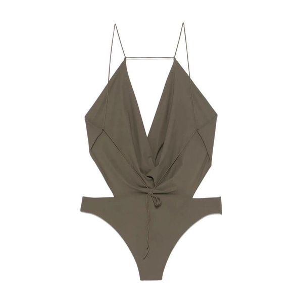 Plunging Neckline Bodysuit with Adjustable Back Laces