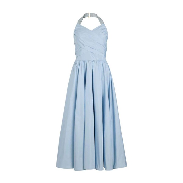 Blue Bow Detail Pleated Dress