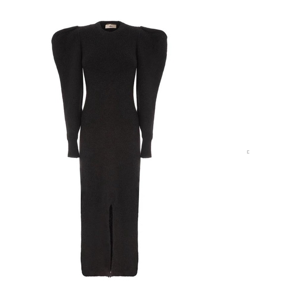 Knit Dress with Voluminous Sleeves