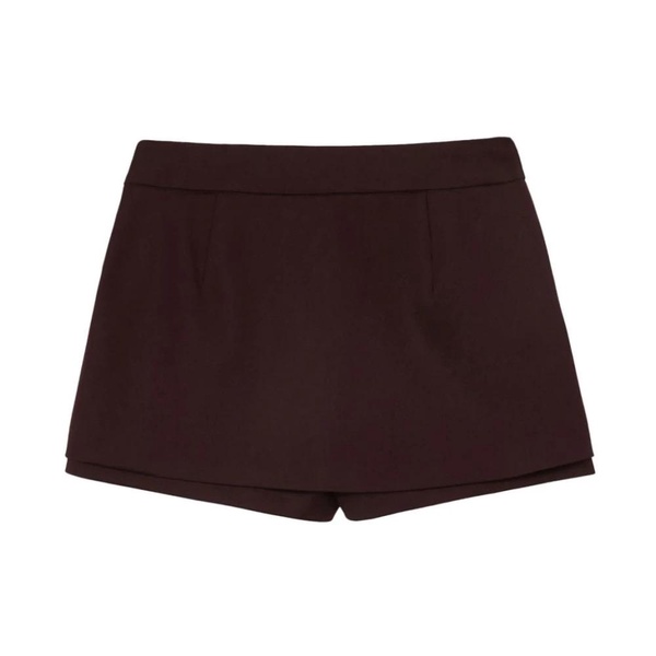 Bordeaux Wool Blend Twill Shorts