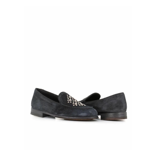 Black Suede Studded Loafers