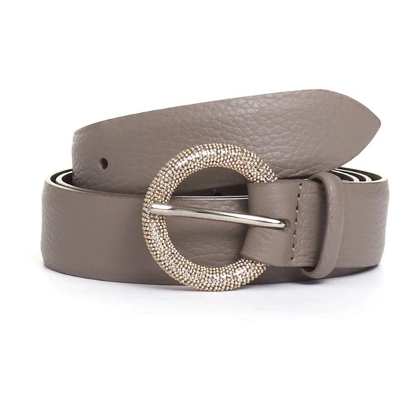 Taupe Round Silver Buckle Belt