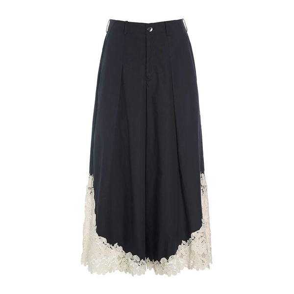 Elegant Paper Poplin Pants Black/Ivory