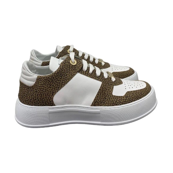 White Leather Sneakers with Graffiti OP Natural Inserts