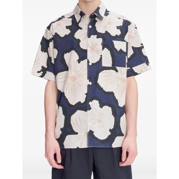 Floral Shirt with Navy Details
