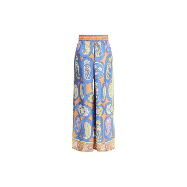 Silk Wide Leg Pants with Pailey Print