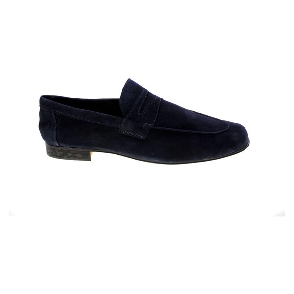 Blue Suede Penny Loafers