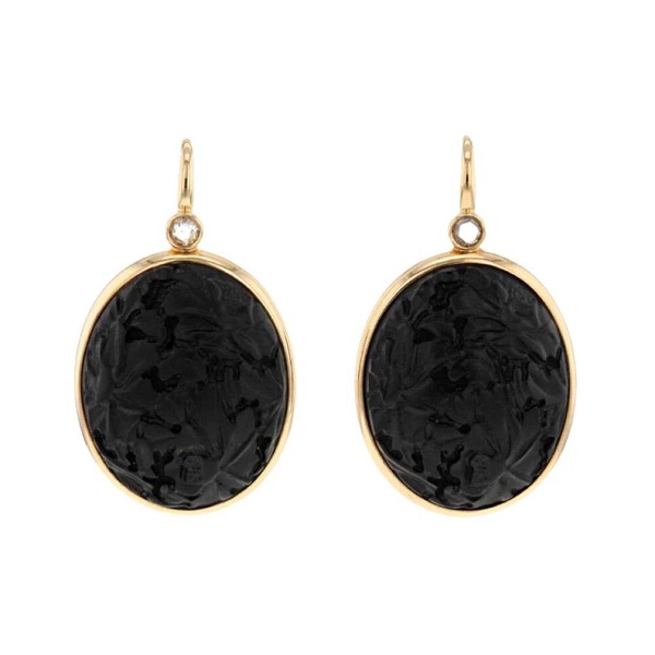 Victoria Jet Dia Rose Cut Earrings
