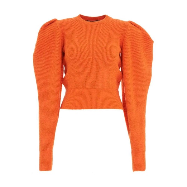 Knitwear with Round-neck and Puff Sleeves