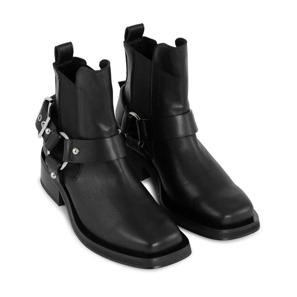 Black Low Cut Biker Chelsea Boots