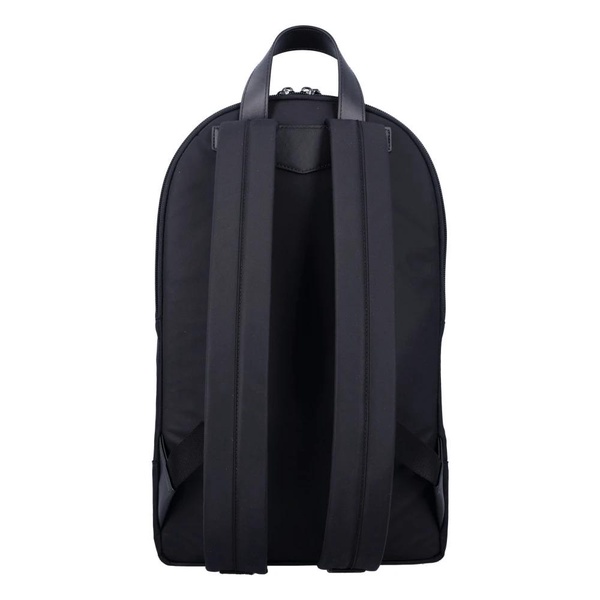 Black Nylon Backpack with Leather Trims