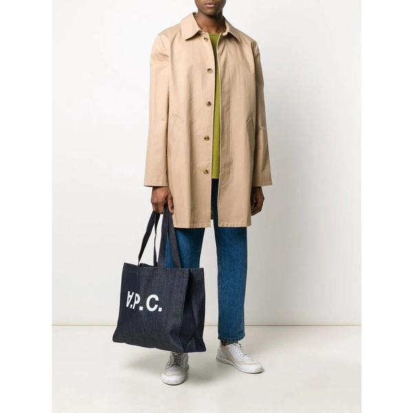 Daniela Logo Print Denim Shopping Bag