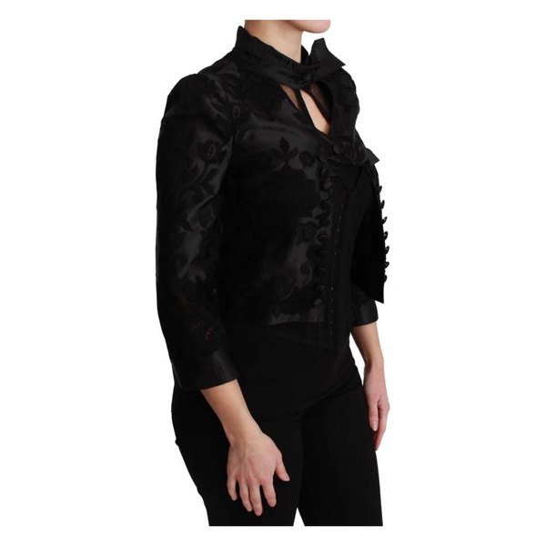 Dolce & Gabbana  Black Floral Jacquard Blazer Silk Jacket