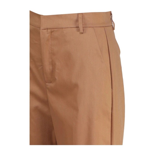Caramel Cotton Trousers, Wide Leg