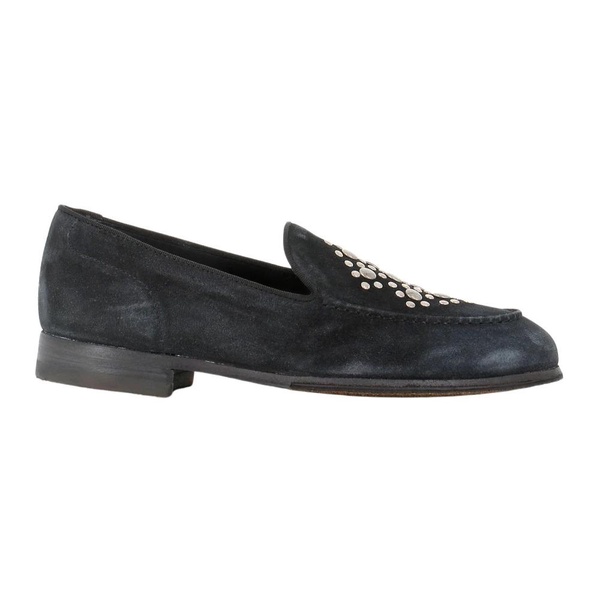 Black Suede Studded Loafers