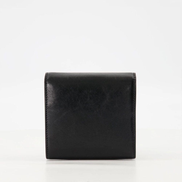 Black Leather Wallet with Snap Button