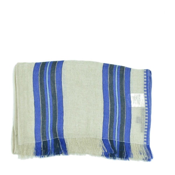 Striped Linen Fringed Pashmina Scarf