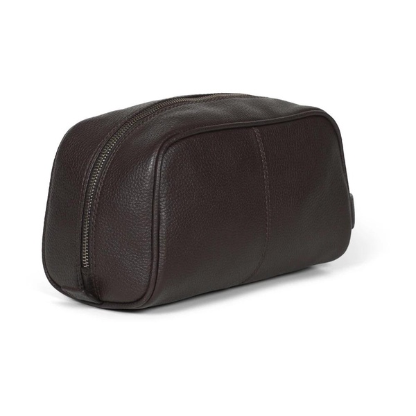 Dark Brown Leather Men's Washbag
