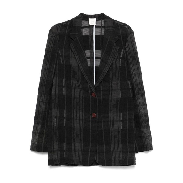 Black Button-Up Jacket with Notched Lapels