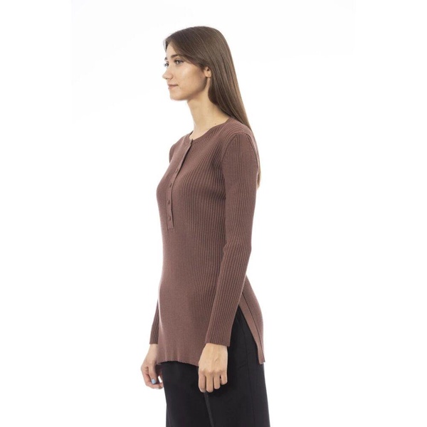 Round Neck Sweater with Side Slits