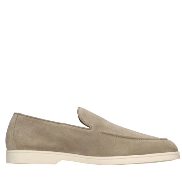 Suede Moccasins Rubber Outsole Logoed Leather